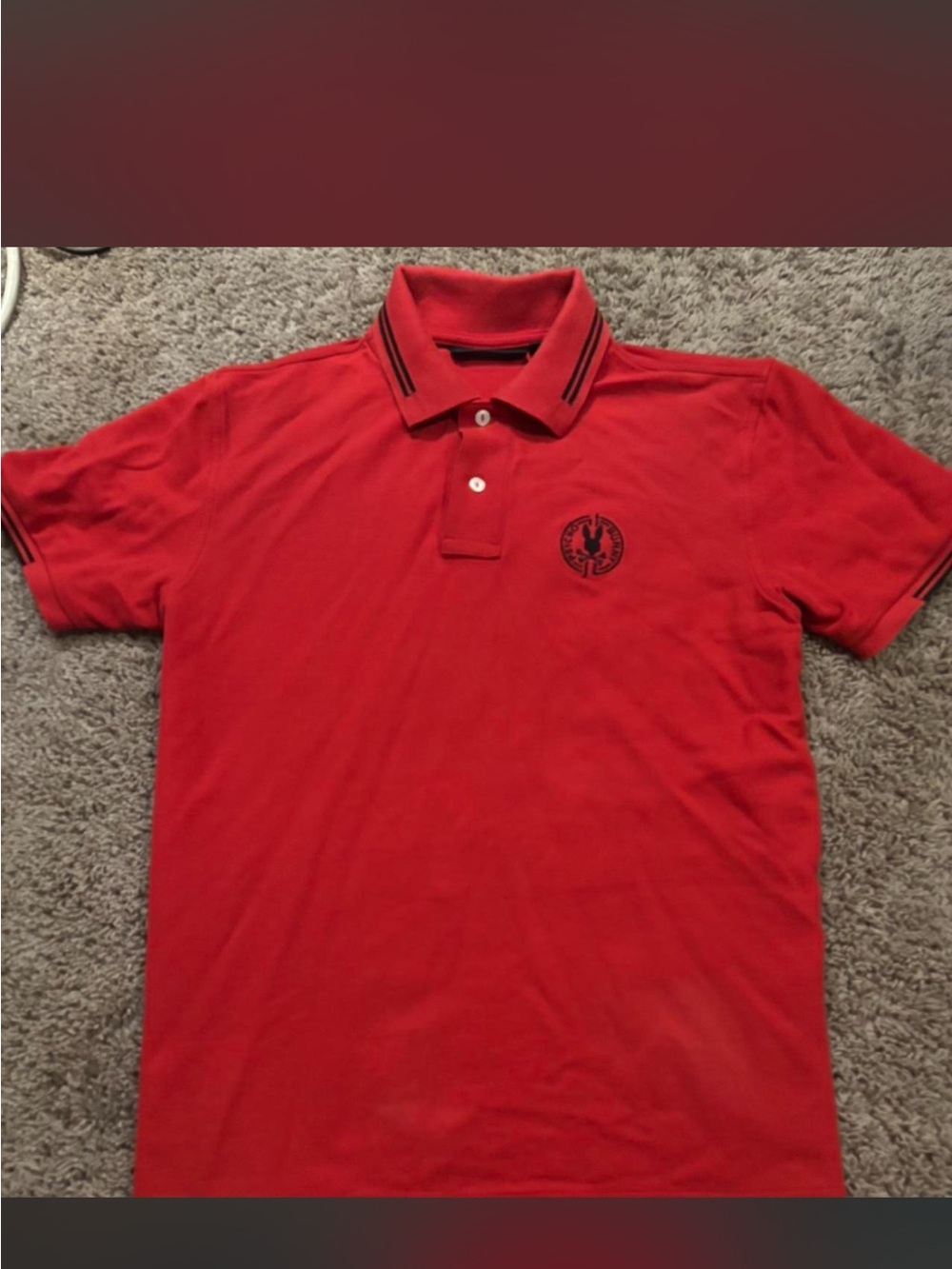 Psycho Bunny Red Polo with Contrasting Trim